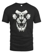 Fierce Lion Head Bold Wild Animal Graphic T Shirt - black t-shirt on white background