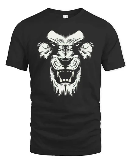 Fierce Lion Head Bold Wild Animal Graphic T Shirt - black t-shirt on white background