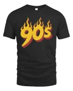 Vintage 90s Flame Retro Style Graphic T Shirt Classic - black t-shirt on white background