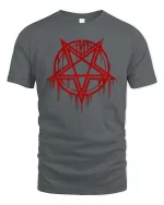 Gothic Pentagram Dark Occult Symbol Graphic T Shirt - gray t-shirt on white background