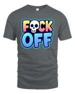 Bold Skull Attitude Humor Graphic Statement T Shirt - gray t-shirt on white background