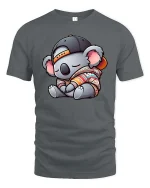 Cute Sleepy Koala Hoodie Cap Kawaii Graphic T Shirt - gray t-shirt on white background