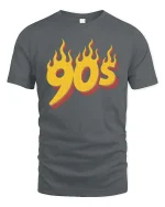 Vintage 90s Flame Retro Style Graphic T Shirt Classic - gray t-shirt on white background