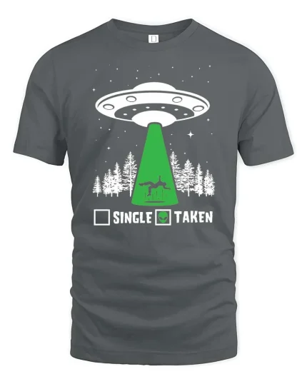 Funny Alien Abduction Taken Humor UFO Graphic T Shirt - gray t-shirt on white background