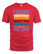 Fishing Has No Age Limit Vintage Sunset Graphic T Shirt - red t-shirt on white background