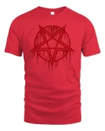 Gothic Pentagram Dark Occult Symbol Graphic T Shirt - red t-shirt on white background