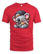 Cute Sleepy Koala Hoodie Cap Kawaii Graphic T Shirt - red t-shirt on white background