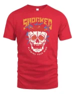 Shocked Skull Blowing Your Mind Retro Graphic T Shirt - red t-shirt on white background