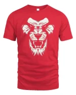 Fierce Lion Head Bold Wild Animal Graphic T Shirt - red t-shirt on white background