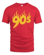 Vintage 90s Flame Retro Style Graphic T Shirt Classic - red t-shirt on white background
