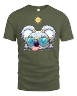 Funny Sweaty Koala With Sunglasses Cute Summer T Shirt - military green t-shirt on white background