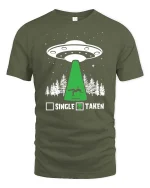 Funny Alien Abduction Taken Humor UFO Graphic T Shirt - military green t-shirt on white background