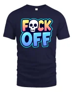 Bold Skull Attitude Humor Graphic Statement T Shirt - navy t-shirt on white background