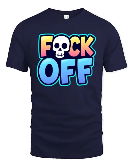 Bold Skull Attitude Humor Graphic Statement T Shirt - navy t-shirt on white background