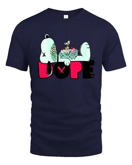 Zombie Dope Cartoon Street Art Edgy Graphic T Shirt - navy t-shirt on white background