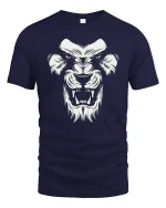 Fierce Lion Head Bold Wild Animal Graphic T Shirt - navy t-shirt on white background