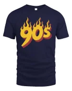 Vintage 90s Flame Retro Style Graphic T Shirt Classic - navy t-shirt on white background