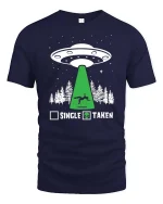 Funny Alien Abduction Taken Humor UFO Graphic T Shirt - navy t-shirt on white background