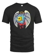 Angel Smile Melting Heart Graphic t-shirt Soft Feel - black t-shirt on white background