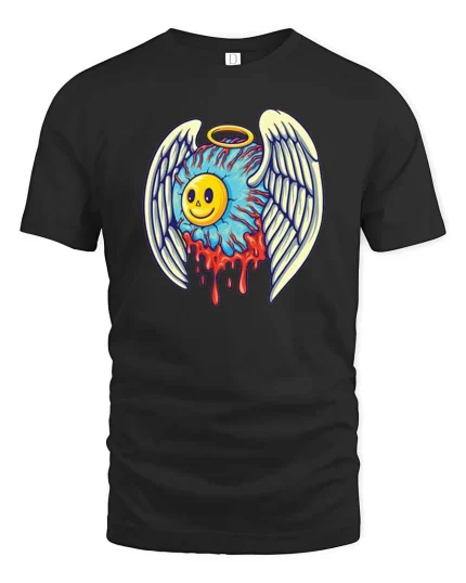 Angel Smile Melting Heart Graphic t-shirt Soft Feel - black t-shirt on white background