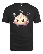 Angry Dumpling Devil Cute Cartoon Graphic t-shirt Soft - black t-shirt on white background