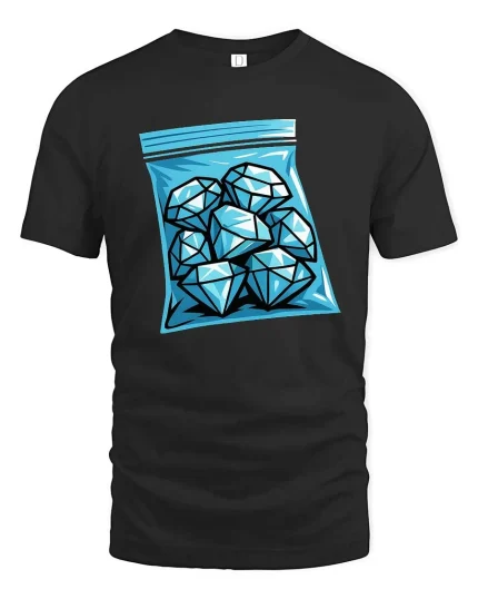 Diamond Ice Bag Graphic Cool Minimal Style t-shirt Soft - black t-shirt on white background
