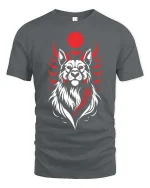 Red Moon Wolf Spirit Graphic t-shirt Premium Feel Style - gray t-shirt on white background