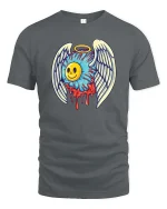Angel Smile Melting Heart Graphic t-shirt Soft Feel - gray t-shirt on white background