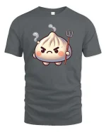 Angry Dumpling Devil Cute Cartoon Graphic t-shirt Soft - gray t-shirt on white background