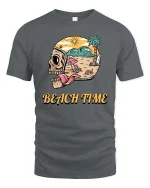Skull Beach Time Summer Vibes Graphic t-shirt Soft Feel - gray t-shirt on white background