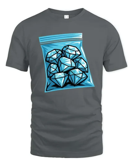 Diamond Ice Bag Graphic Cool Minimal Style t-shirt Soft - gray t-shirt on white background