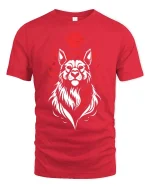 Red Moon Wolf Spirit Graphic t-shirt Premium Feel Style - red t-shirt on white background