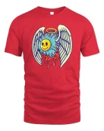 Angel Smile Melting Heart Graphic t-shirt Soft Feel - red t-shirt on white background