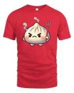 Angry Dumpling Devil Cute Cartoon Graphic t-shirt Soft - red t-shirt on white background