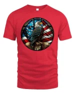 Patriotic Eagle American Flag Stained Glass Style t-shirt - red t-shirt on white background