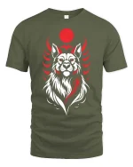 Red Moon Wolf Spirit Graphic t-shirt Premium Feel Style - military green t-shirt on white background