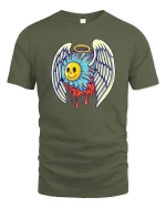 Angel Smile Melting Heart Graphic t-shirt Soft Feel - military green t-shirt on white background