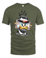 Vintage Duck Parody Portrait Pop Art Graphic t-shirt Soft - military green t-shirt on white background