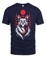 Red Moon Wolf Spirit Graphic t-shirt Premium Feel Style - navy t-shirt on white background