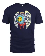Angel Smile Melting Heart Graphic t-shirt Soft Feel - navy t-shirt on white background