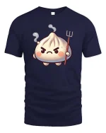 Angry Dumpling Devil Cute Cartoon Graphic t-shirt Soft - navy t-shirt on white background