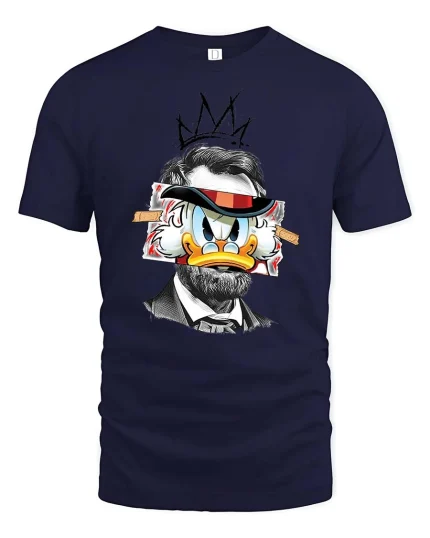 Vintage Duck Parody Portrait Pop Art Graphic t-shirt Soft - navy t-shirt on white background