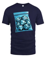 Diamond Ice Bag Graphic Cool Minimal Style t-shirt Soft - navy t-shirt on white background