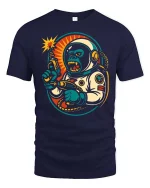 Retro Space Gorilla Laser Gun Graphic t-shirt Premium - navy t-shirt on white background