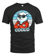 Cool Bear Sunglasses Retro Style Funny Animal Graphic Tshirt - black t-shirt on white background