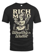Rich Mind Wealthy Wallet Vintage Money Angel Graphic Tshirt - black t-shirt on white background