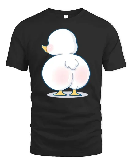 Funny Cute Duck Butt Cartoon Humor Graphic Animal Tshirt - black t-shirt on white background