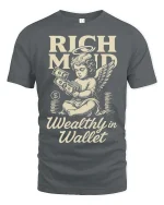 Rich Mind Wealthy Wallet Vintage Money Angel Graphic Tshirt - gray t-shirt on white background