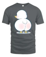 Funny Cute Duck Butt Cartoon Humor Graphic Animal Tshirt - gray t-shirt on white background