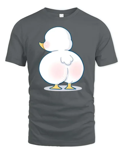Funny Cute Duck Butt Cartoon Humor Graphic Animal Tshirt - gray t-shirt on white background